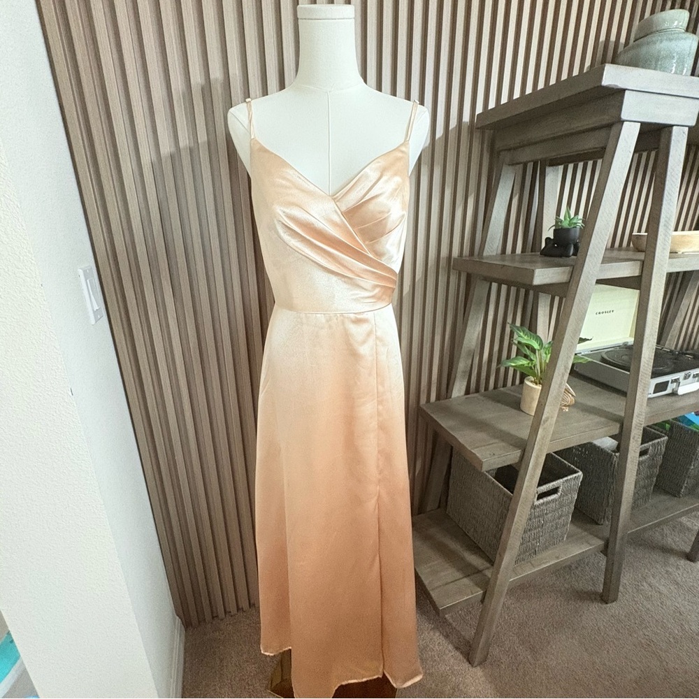 ✨ AW Bridal Champagne Satin Maxi Dress - Size 4 (US) ✨